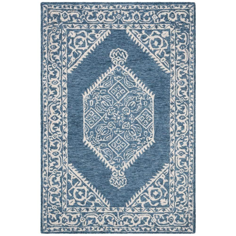 Micro-Loop MLP605 Hand Tufted Area Rug - Blue/Ivory - 4'x6' - Safavieh.