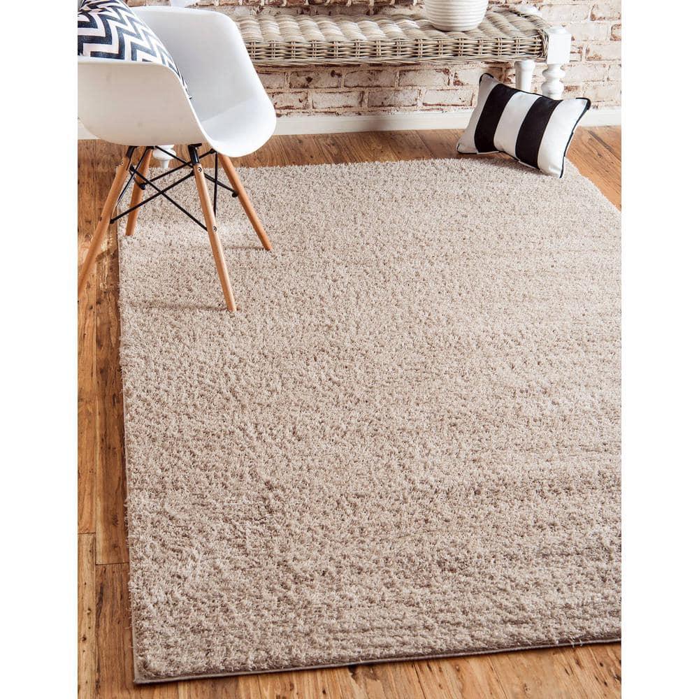 Unique Loom 4' 1 x 6' 1 Taupe Studio Solid Shag Sky Area Rug