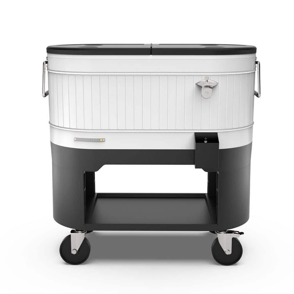 Permasteel 120-Qt Large Outdoor Cooler Cart on Wheels, Rolling Patio Cooler with Dividers for Separate Compartments