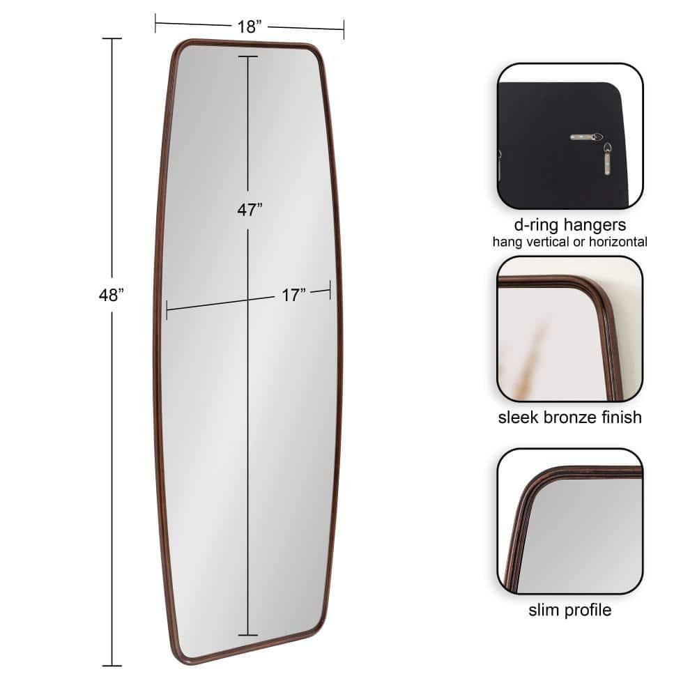Kate and Laurel Caskill Rectangle MDF Full Length Mirror, 18x48, Bronze