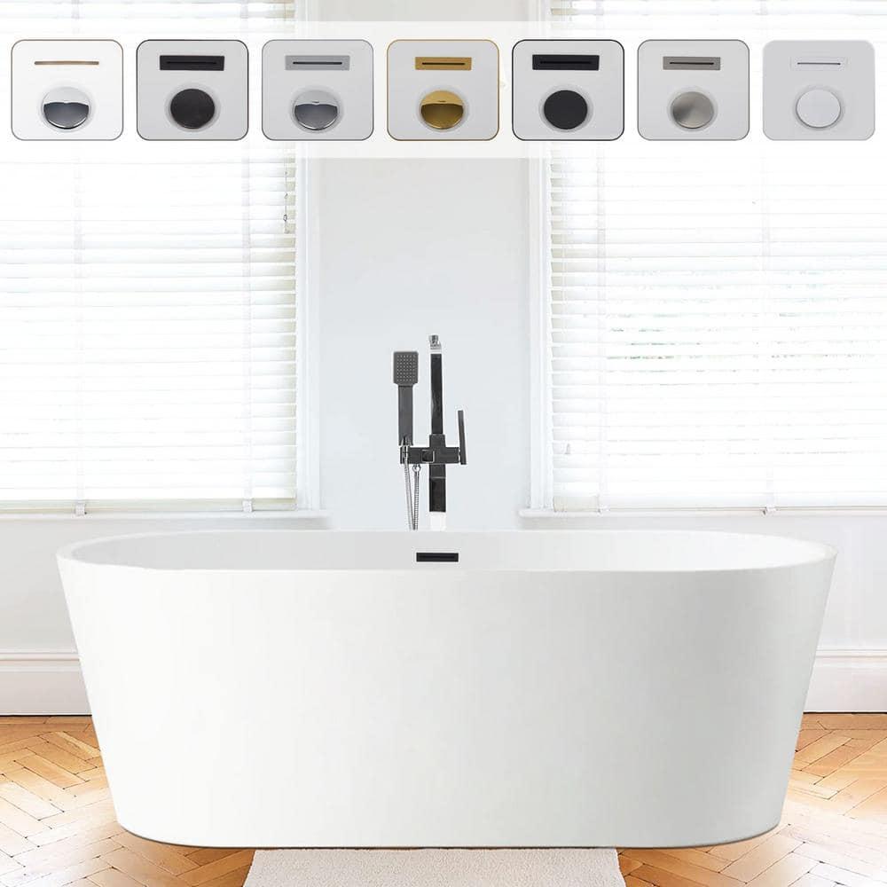 Iris 59" x 30" Freestanding Soaking Acrylic Bathtub