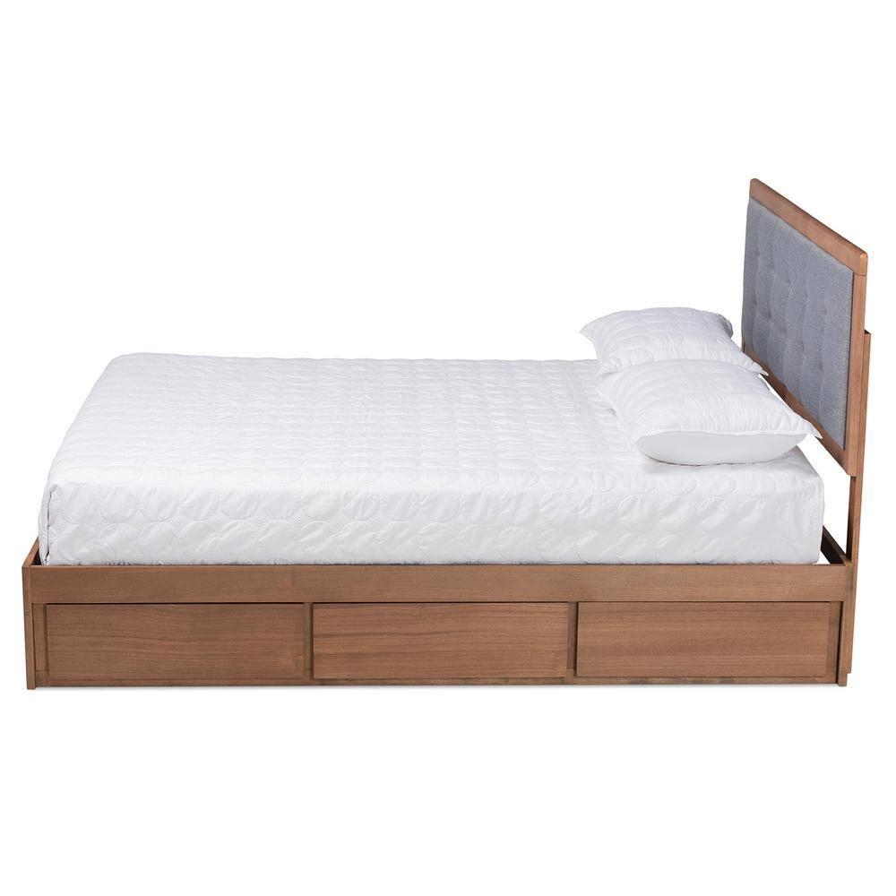 Baxton Studio Lene Walnut Finished Wood King Size 3-Drawer Bed