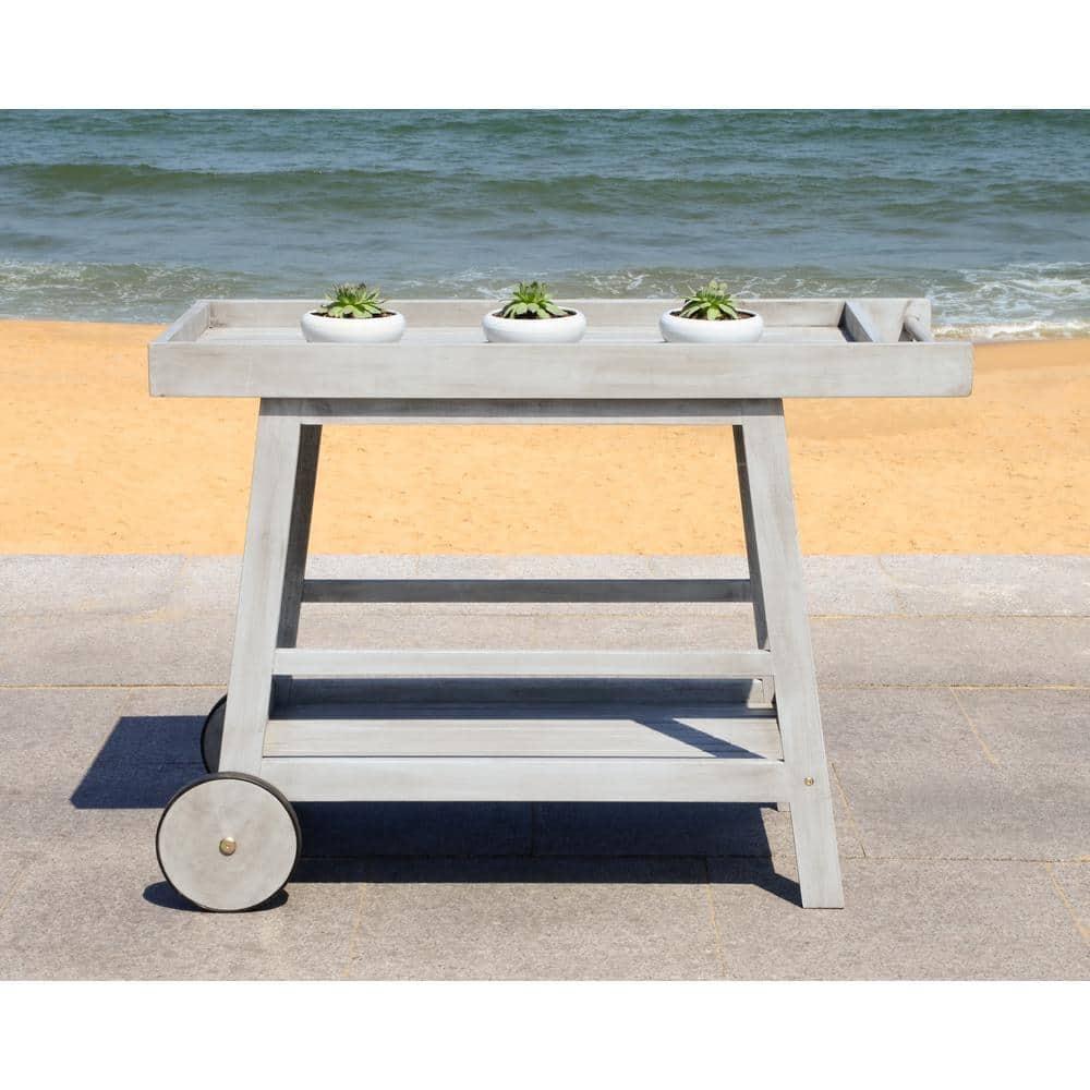 Renzo Indoor/Outdoor Serving Cart PAT7032 - Grey Wash - Safavieh