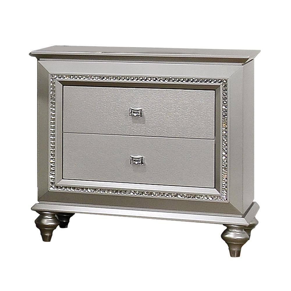 ACME Kaitlyn 2-Drawer Wooden Nightstand in Champagne White