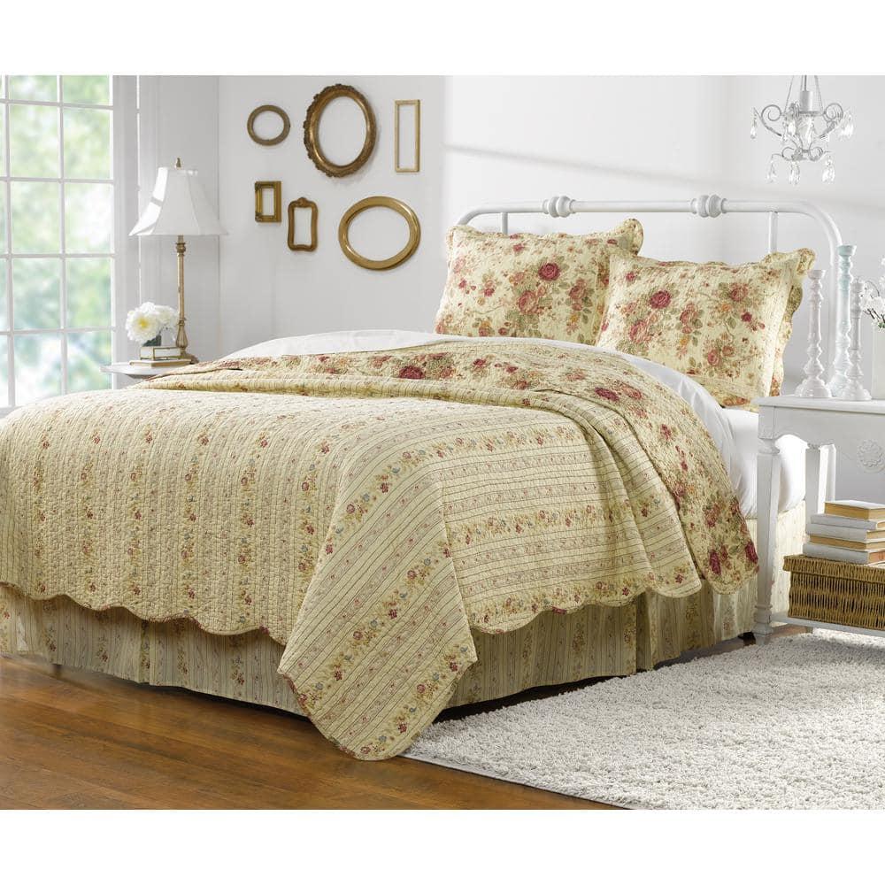 Antique Rose Cotton Reversible Quilt Set