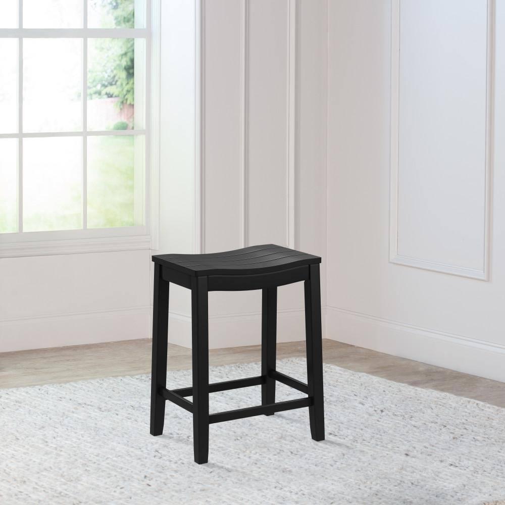 24" Fiddler Wood Backless Counter Height Barstool Black - Hillsdale Furniture: Saddle Seat, Flared Legs