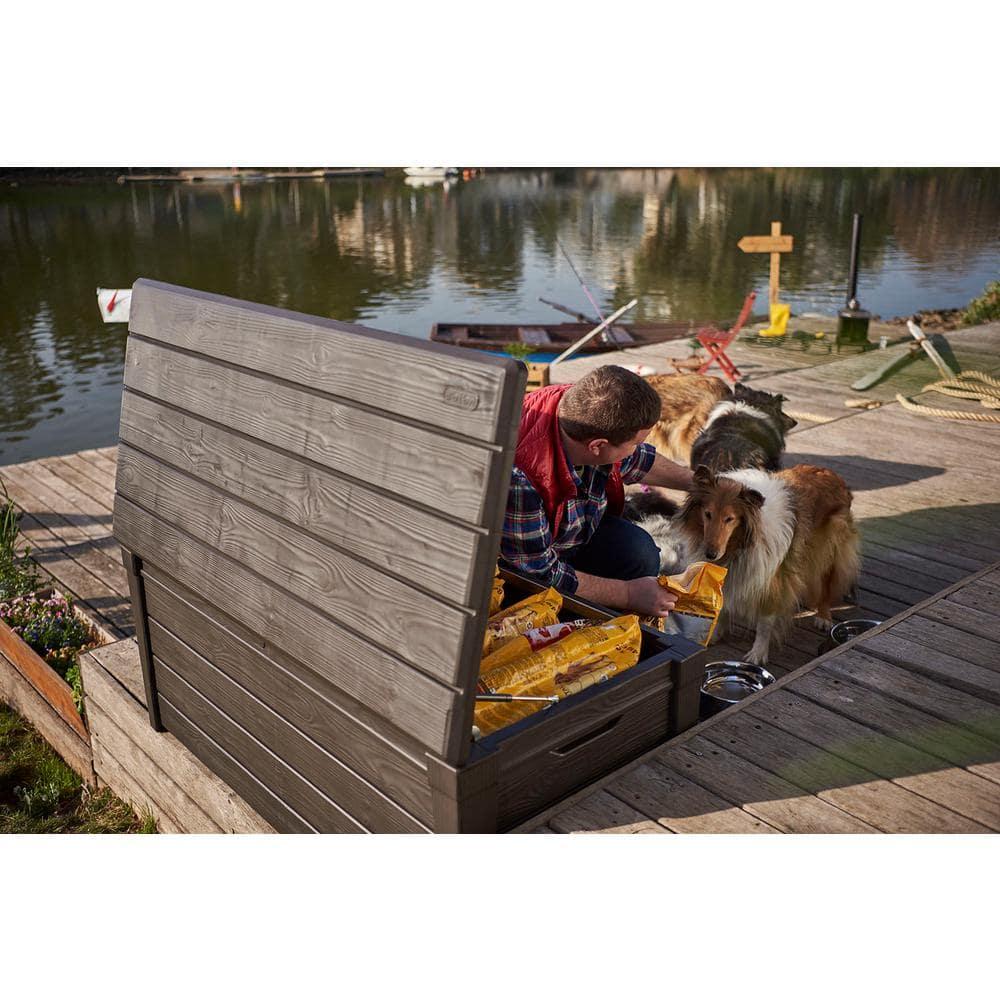 Keter Keter Brightwood 120 Gallon Large Durable Outdoor Storage and Weather Resistant Resin Deck Box