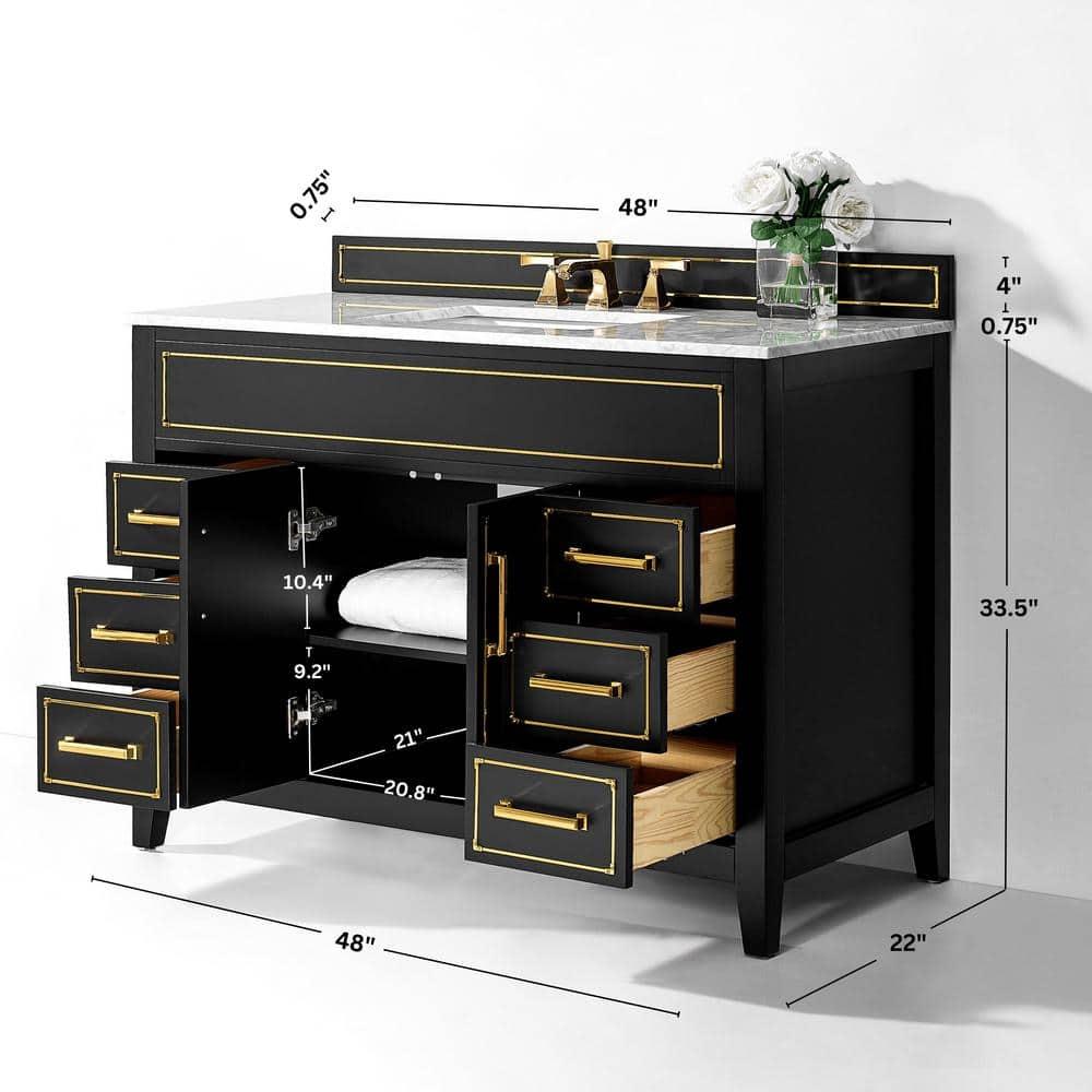 Aspen 48'' Single Bathroom Vanity with Carrara Marble Top
