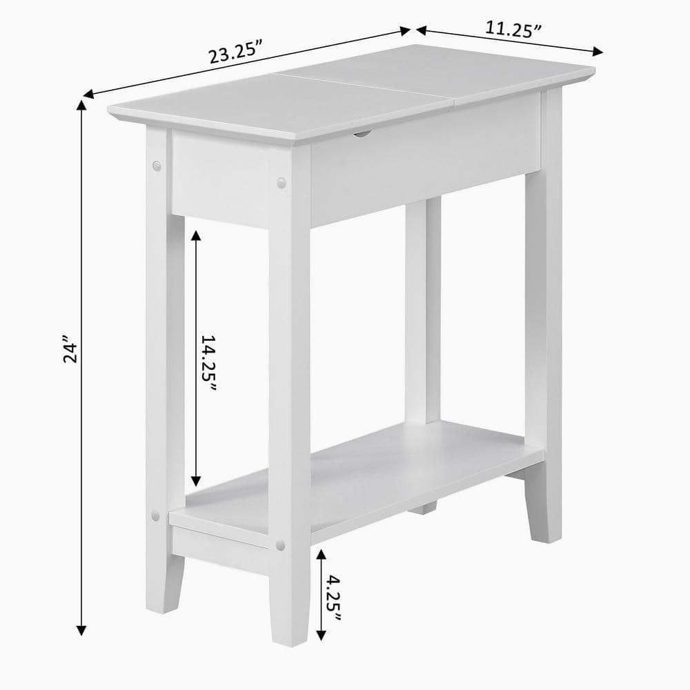 Convenience Concepts American Heritage Flip Top End Table with Charging Station and Shelf, White