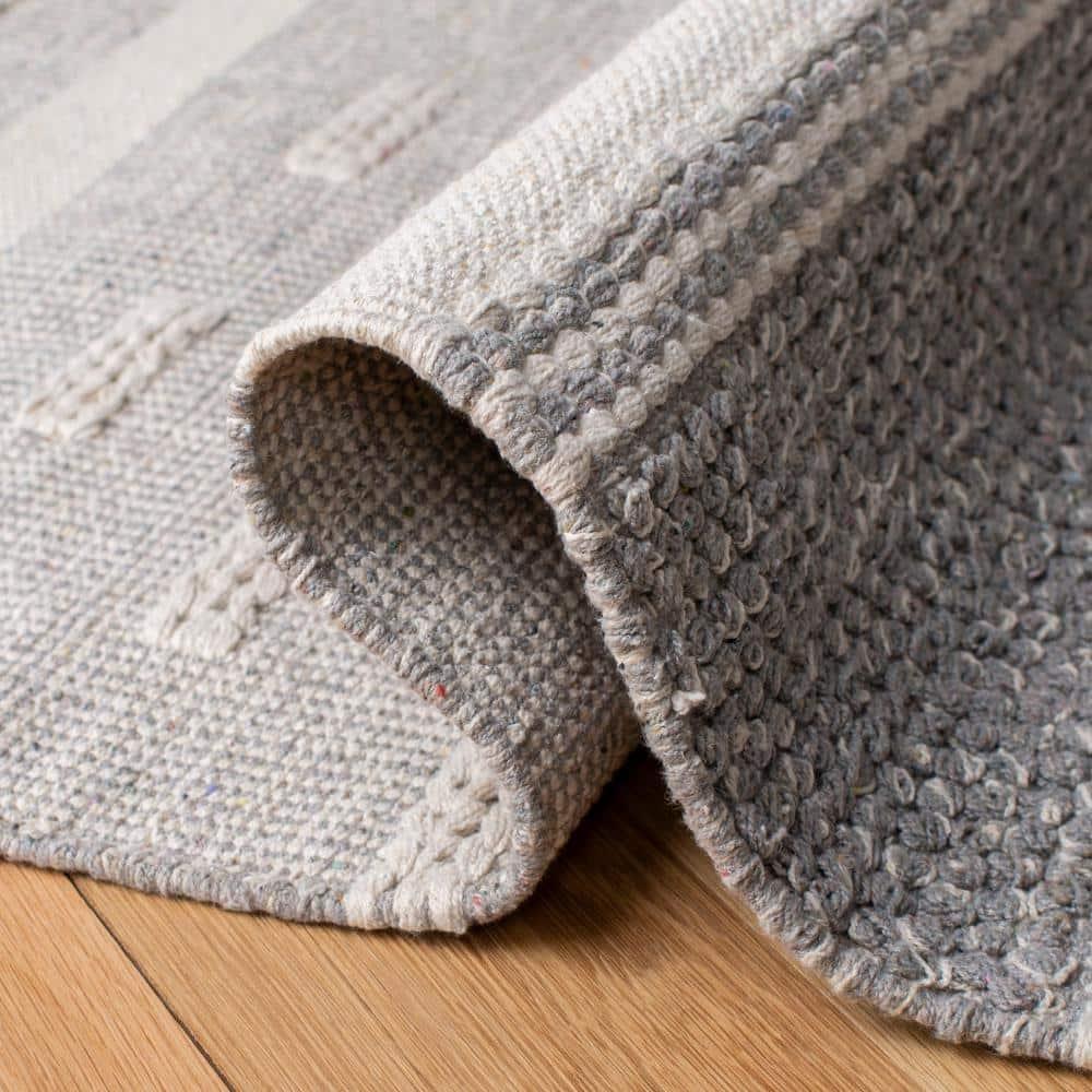Striped Kilim STK519 Hand Woven Area Rug - Ivory/Grey - 3'x5' - Safavieh.