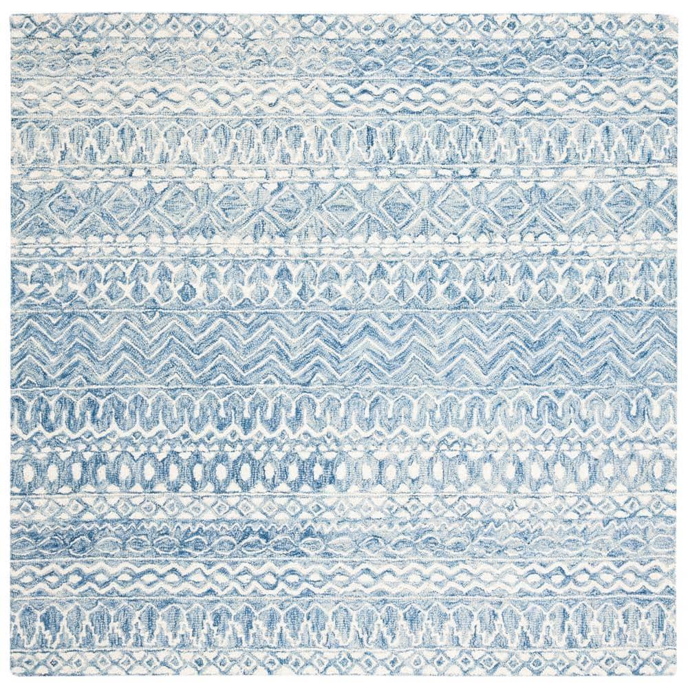 Micro-Loop MLP502 Hand Tufted Indoor Area Rug - Blue/Ivory - 5'x5' - Safavieh
