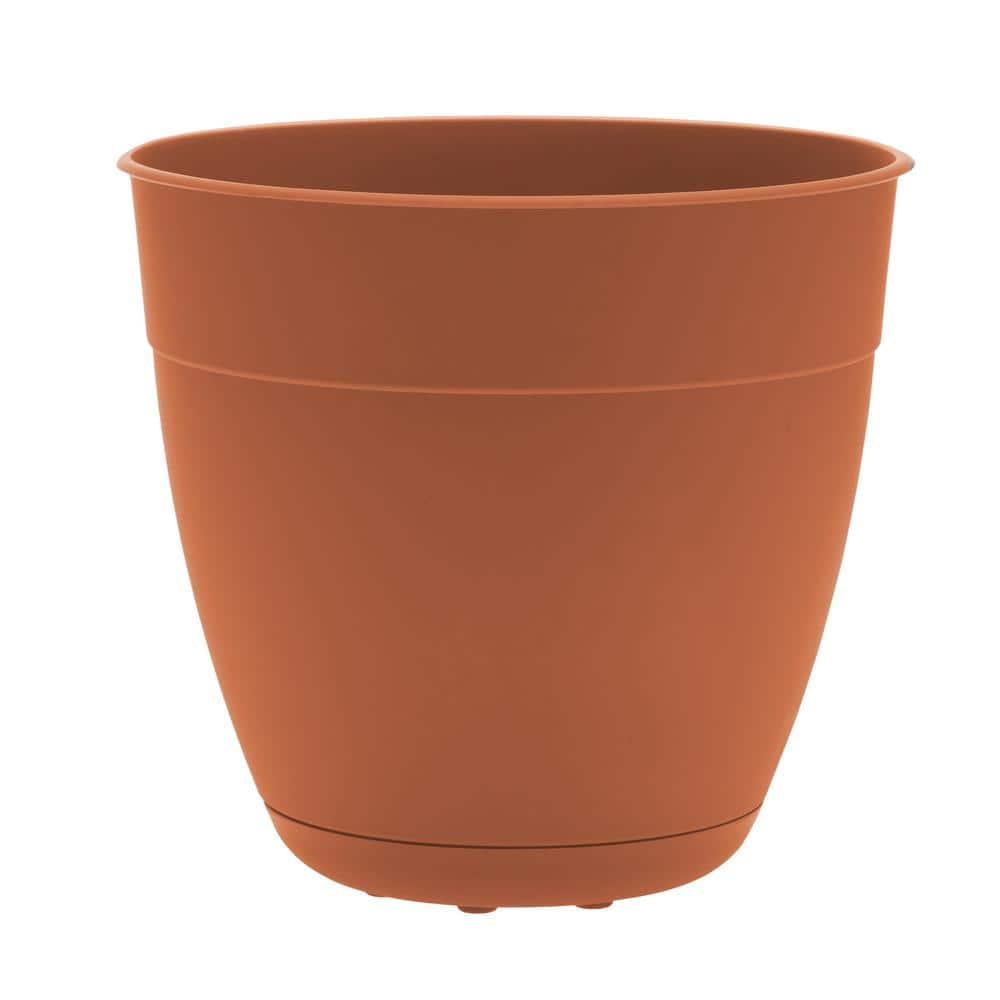 Bloem Dayton Planter With Saucer: 12" - Terra Cotta - 100% Recycled Plastic Pot, Removable Saucer, Elevated Feet, For Indoor and Outdoor Use, Gardening, 3 Gallon Capacity