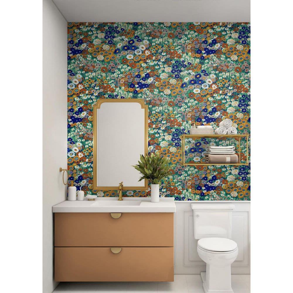 NextWall Floral Summer Glades & Terra Cotta Meadow Peel and Stick Wallpaper