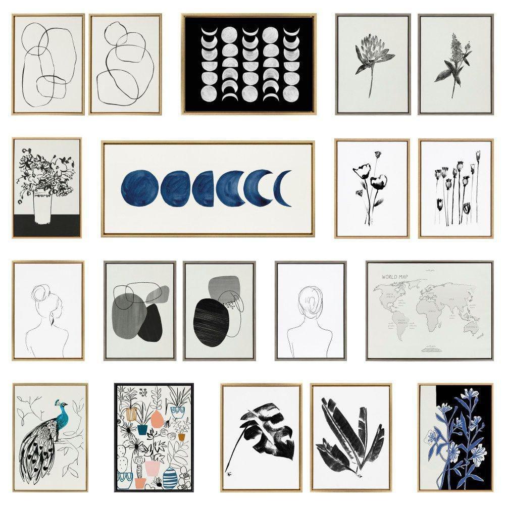 Kate & Laurel All Things Decor: 28"x38" Sylvie Abstract Canvas Art Set, Teju Reval Gold Frame