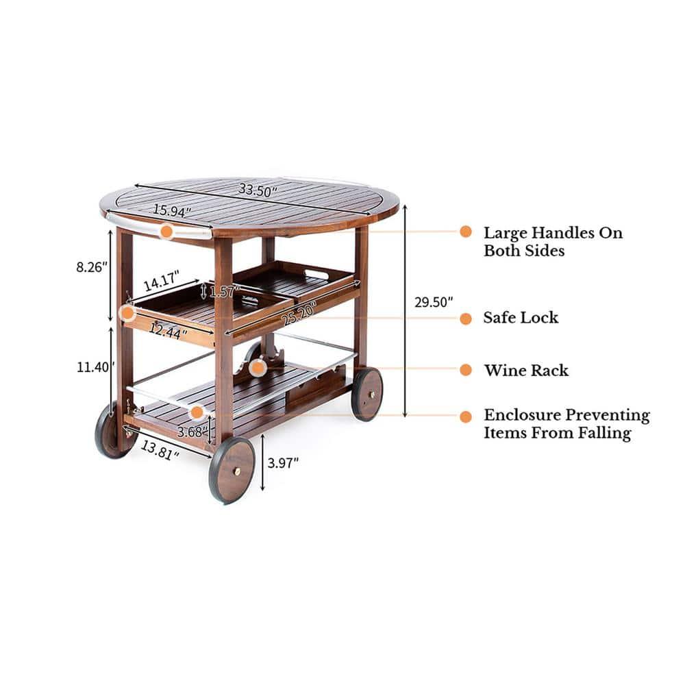 Cynthia Farmhouse Wooden Bar Cart Dark Oak Brown - Christopher Knight Home