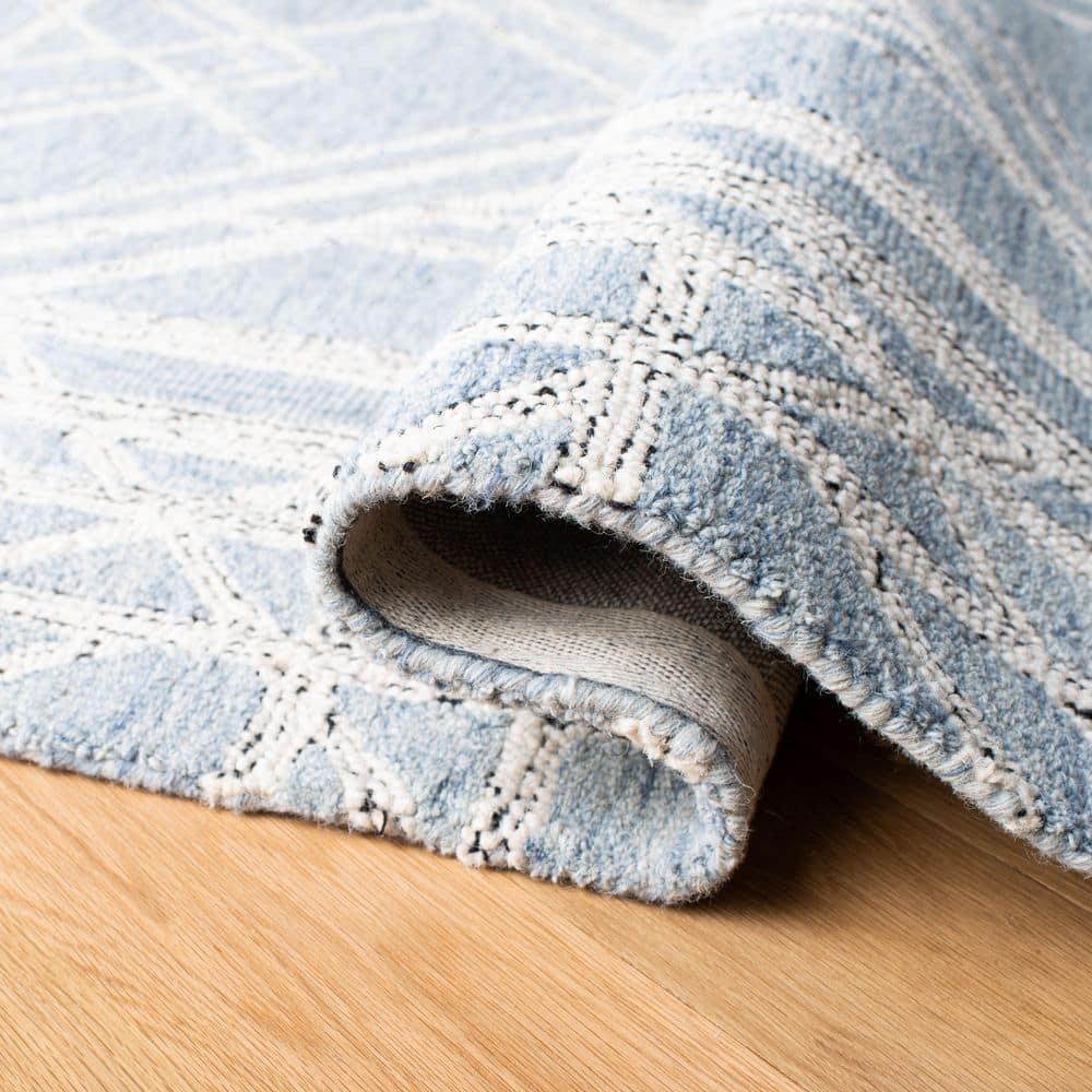 SAFAVIEH Micro-Loop Randall Geometric Area Rug, Light Blue/Ivory, 8' x 10'