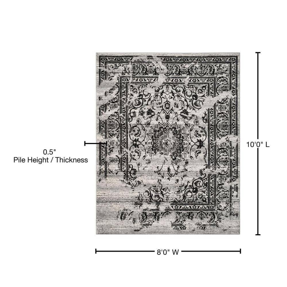 Adirondack ADR101 Power Loomed Area Rug - Silver/Black - 8'x10' - Safavieh.