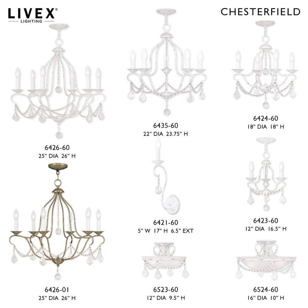 Livex Lighting Chesterfield 3 - Light Chandelier in  Antique White