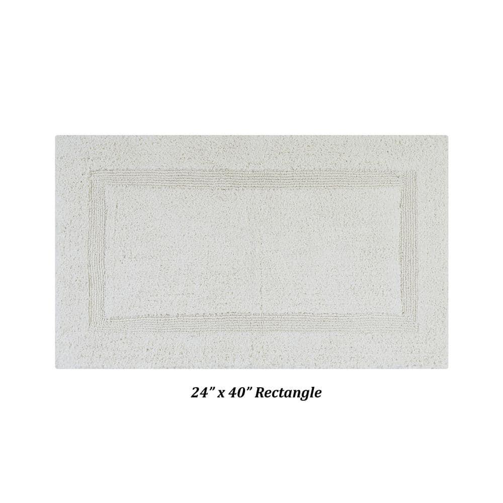 Better Trends Lux 100% Cotton Tufted Solid Reversible Bath Rug Set 2 PC (17" x 24" | 24" x 40") - Ivory