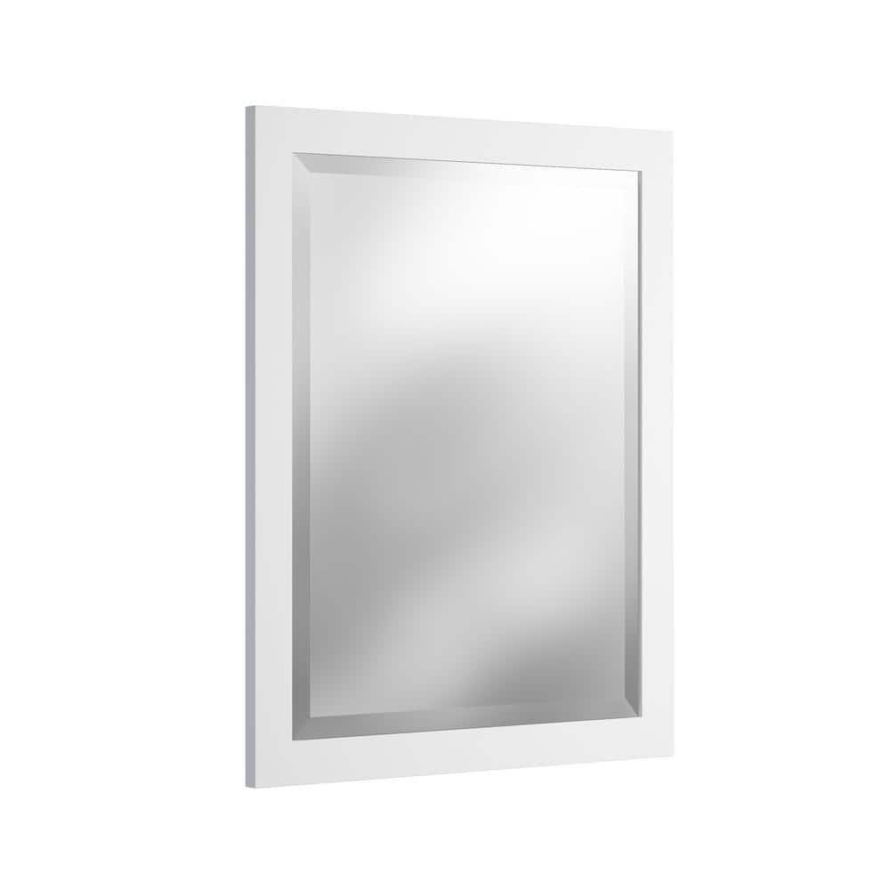 Alaterre Furniture 24" Beveled Bath Vanity Mirror, White