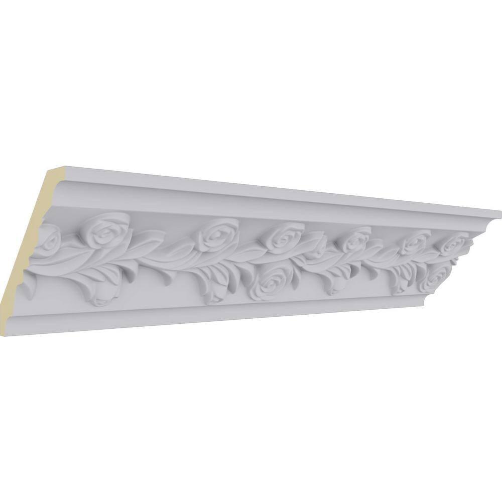 Ekena Millwork 3 7/8"H x 3 7/8"P x 5 1/2"F x 94 1/2"L, (1/2" Repeat) Rose Crown Moulding