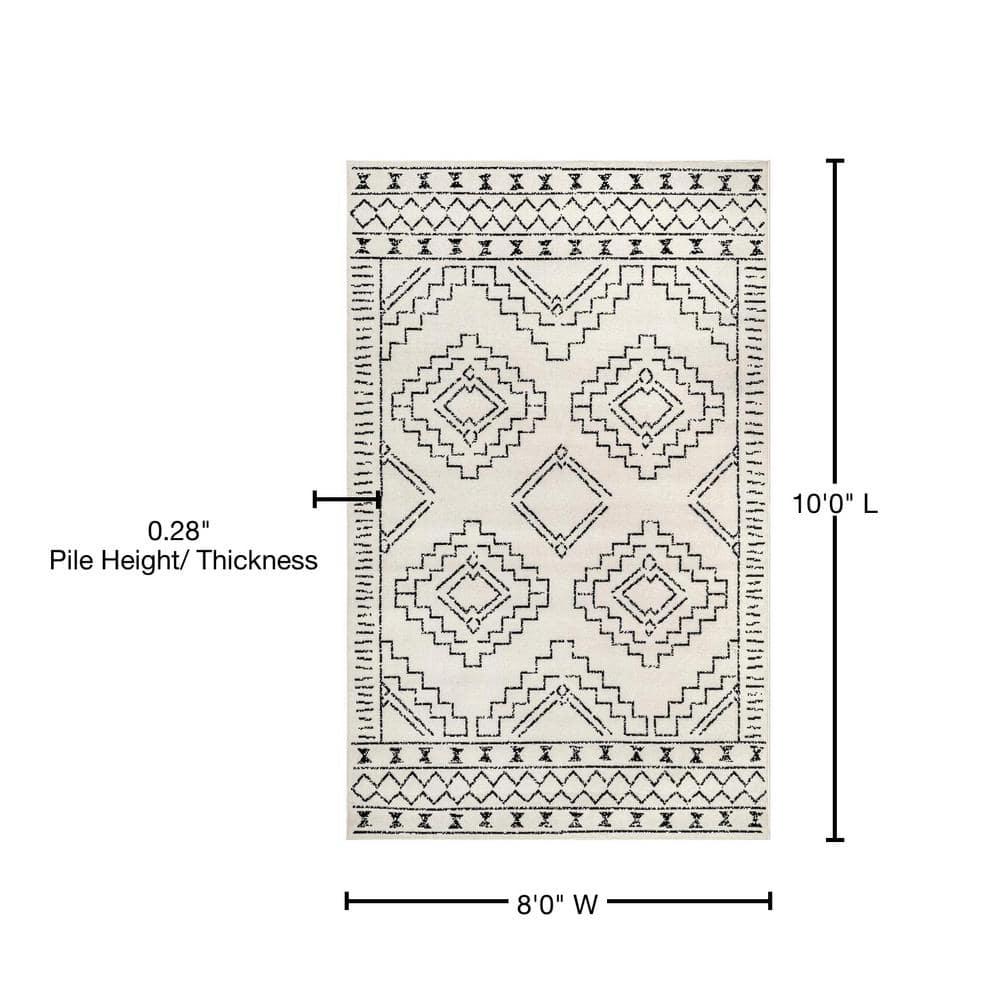 Gray 8' x 10' Rectangular Stain-Resistant Synthetic Area Rug