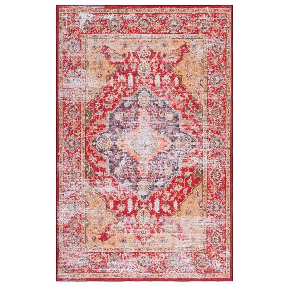 Tucson TSN131 Power Loomed Machine Washable Area Rug - Rust/Gold - 3'x5' - Safavieh.