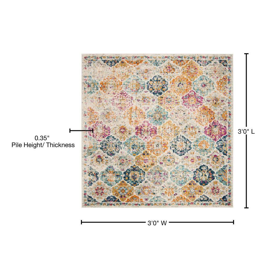 Madison MAD611 Power Loomed Indoor Accent Rug - Cream/Multi - 3'x3' - Safavieh