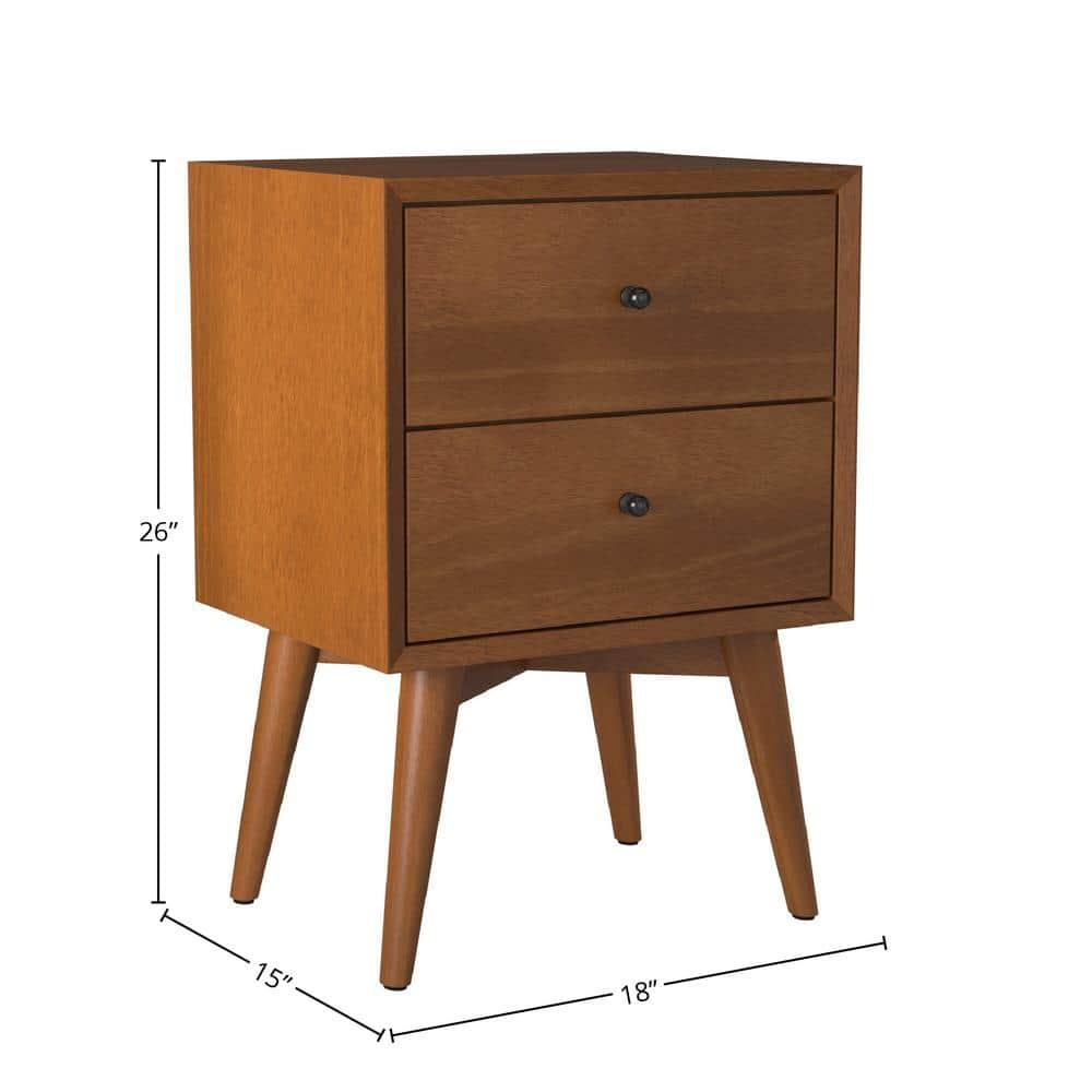 Alpine Furniture Flynn Nightstand, 18" W x 15" D x 26" H, Acorn