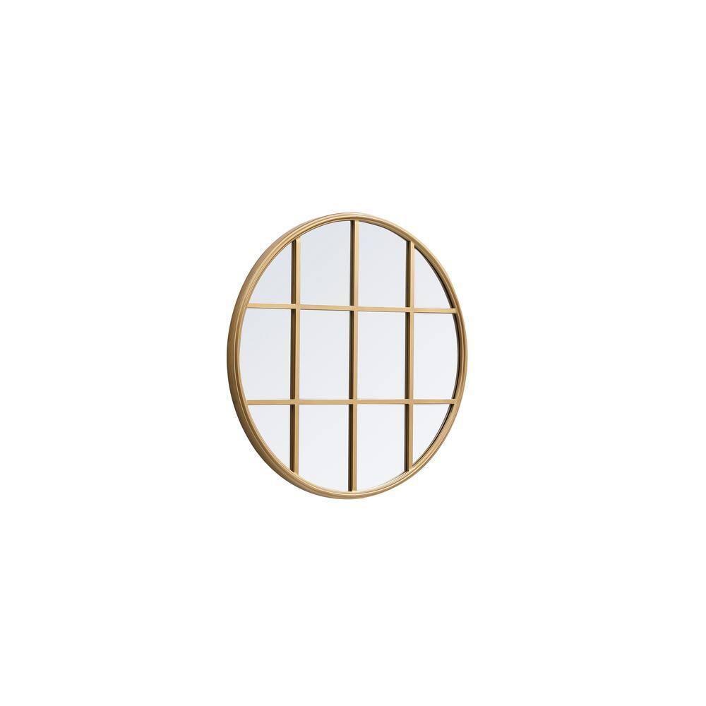 Elegant Lighting Metal windowpane mirror 28 inch in in x 28 inch in in Brass