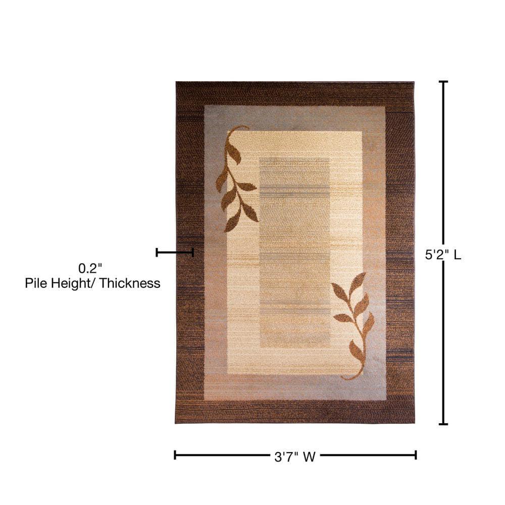 Home Dynamix Royalty Clover Contemporary Geometric Border Area Rug, Brown/Blue, 43"x62"