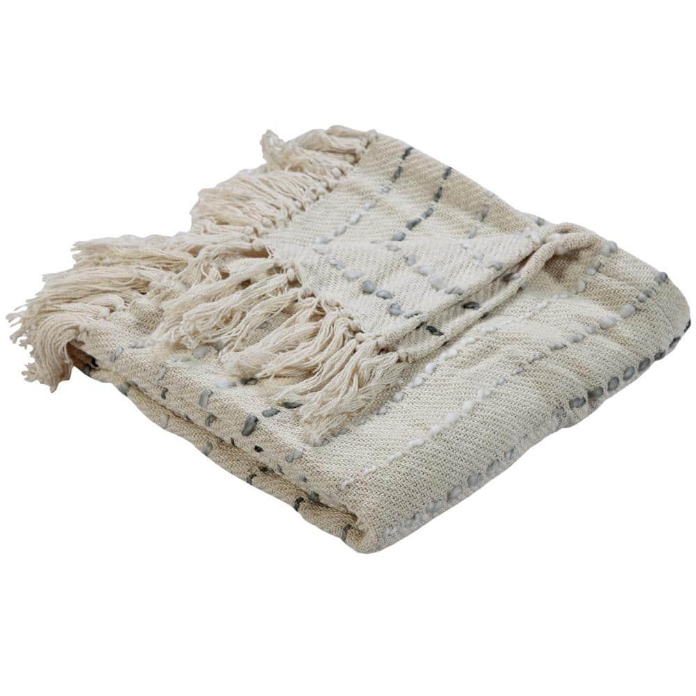 Deep Ombre Striped Handmade Woven Throw Blanket with Fringe