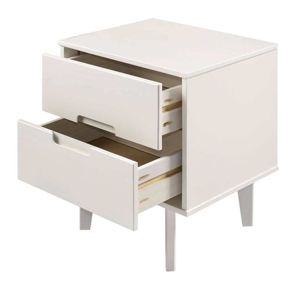 Preston 26"H Modern 2-Drawer Nightstand with USB Ports and Flared Legs
