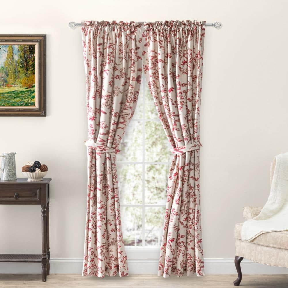 Ricardo Waverly Gardens Rod Pocket Tailored Pair w/Tiebacks 84x72 Garnet