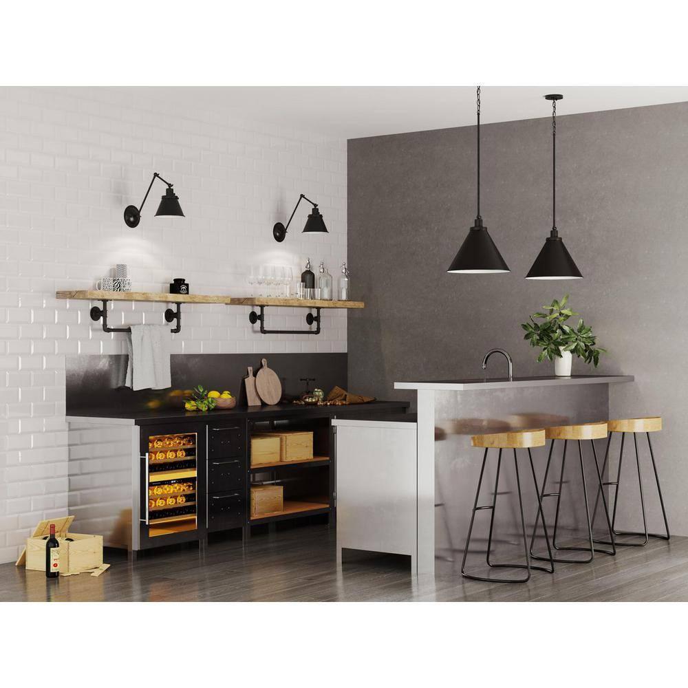 Progress Lighting Hinton 1-Light Pendant, Matte Black, Cone Shade
