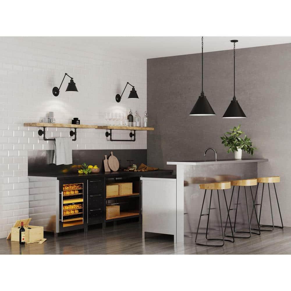 Progress Lighting Hinton 1-Light Pendant, Matte Black, Cone Shade