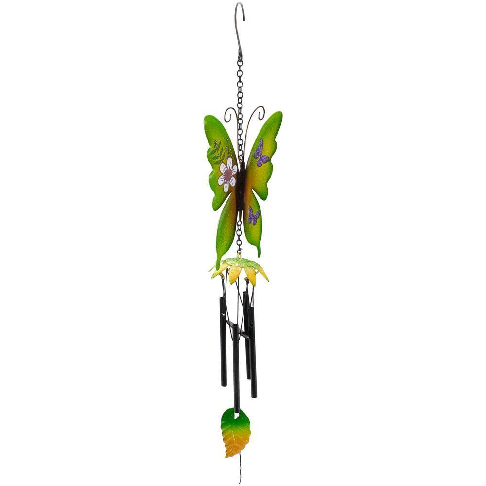 Northlight 15.75" Green Metal Butterfly Outdoor Garden Windchime