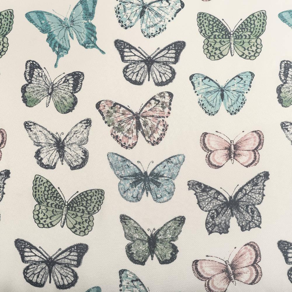 2pc 56"x24" No. 918 Sheer Magdalena Butterfly Print Rod Pocket Kitchen Curtain Tier Pair: Polyester, Machine Washable