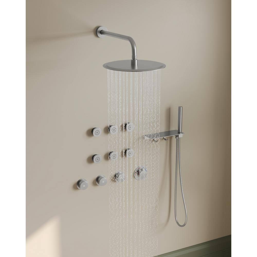 Thermostatic Shower System 12" Rain Shower Head withHandheld Spray,Shower Faucet Set with Valve Trim Kit