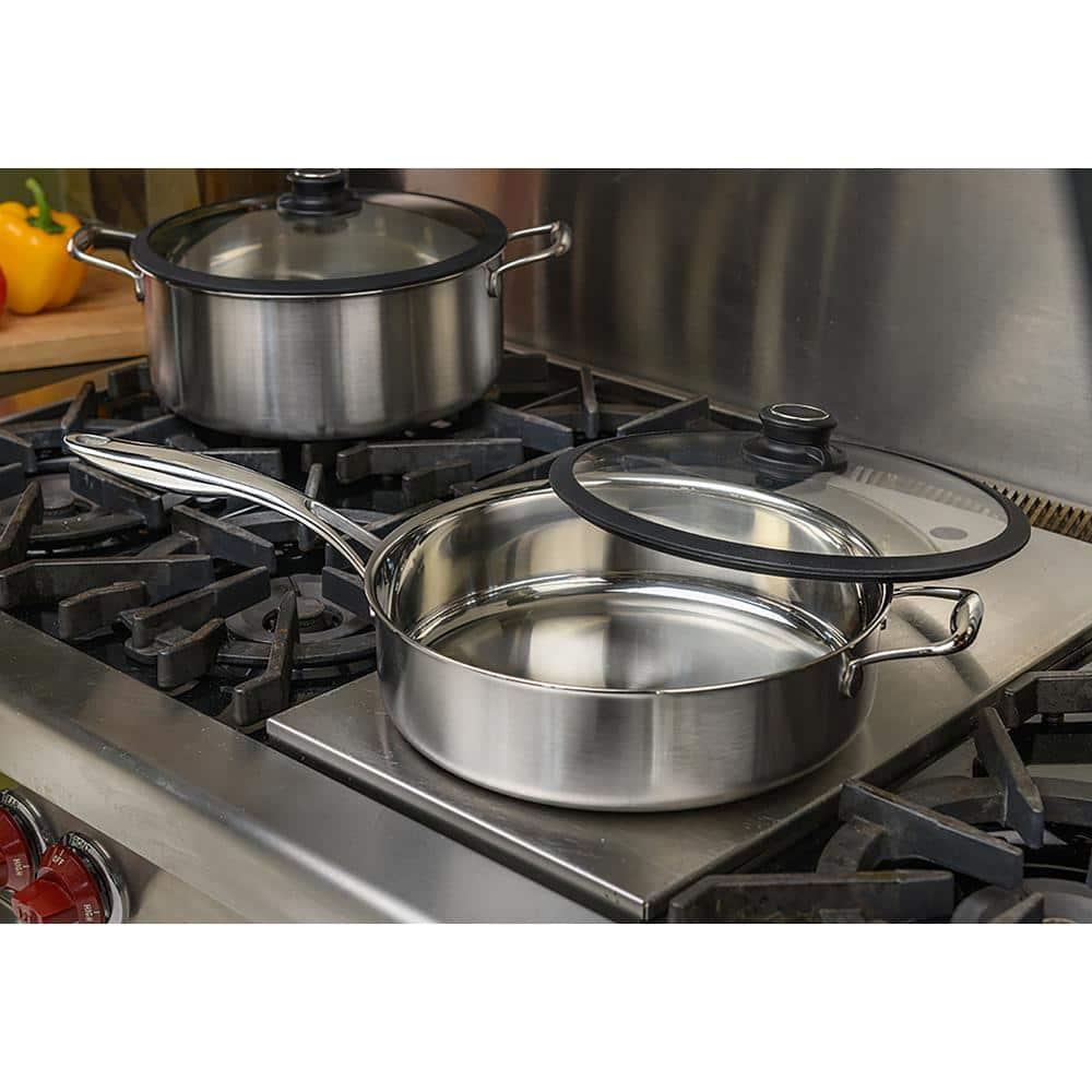 Black Cube by Frileing Hybrid Quick Release Stainless Steel 11" Saute Pan with Helper Handle and Lid