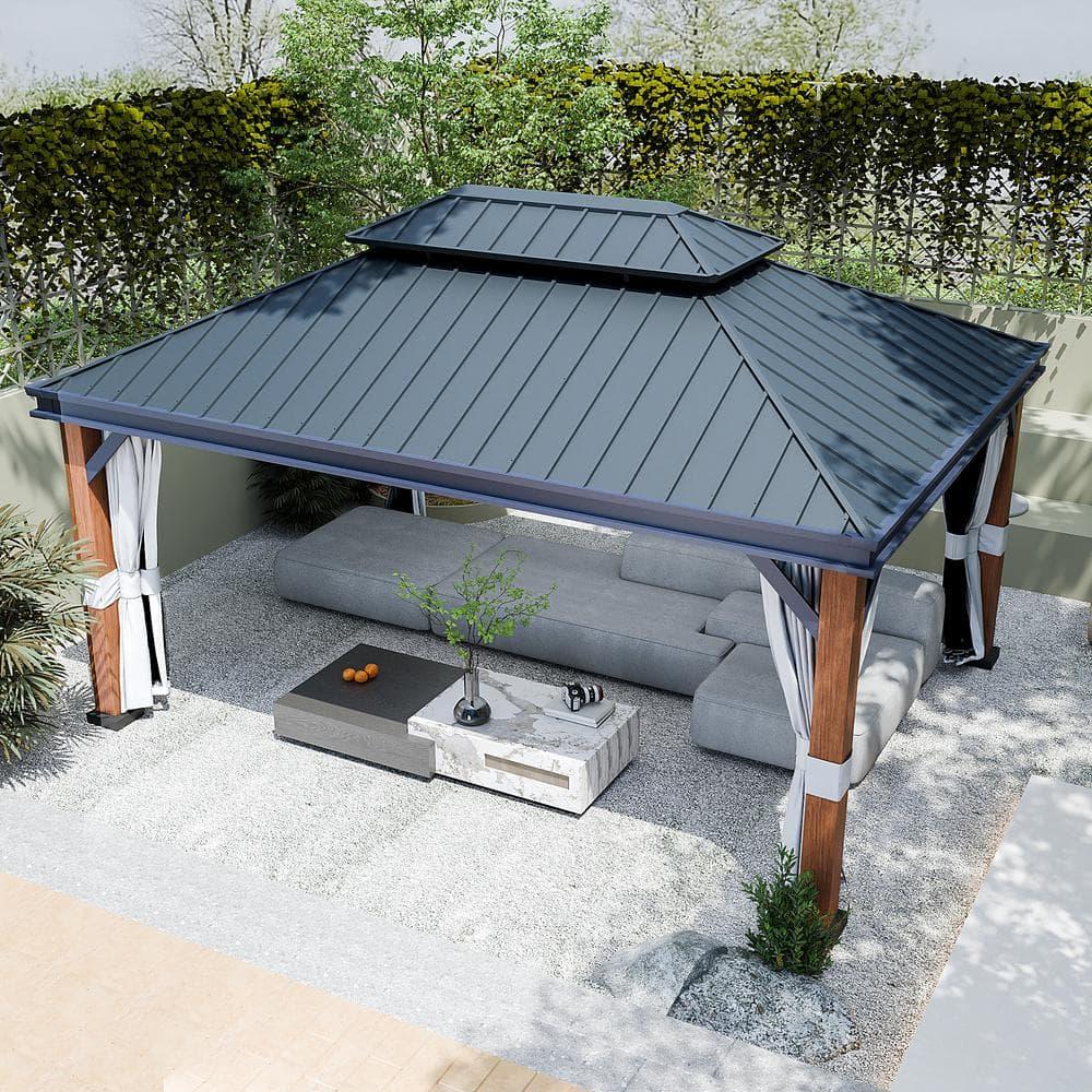Edrosie Inc Aluminum Patio Gazebo  with Curtain and Netting
