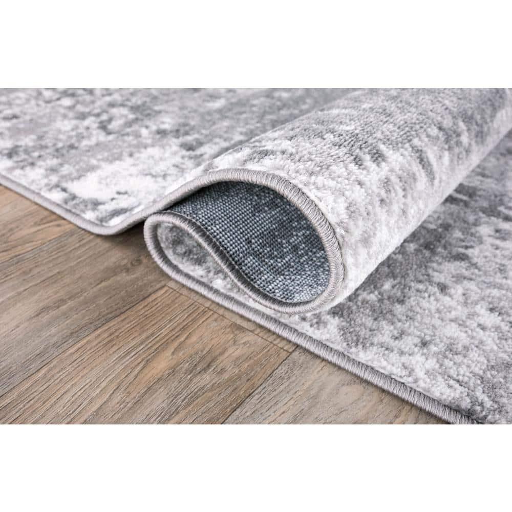 World Rug Gallery Distressed Abstract Gray 7'10" x 10' Area Rug