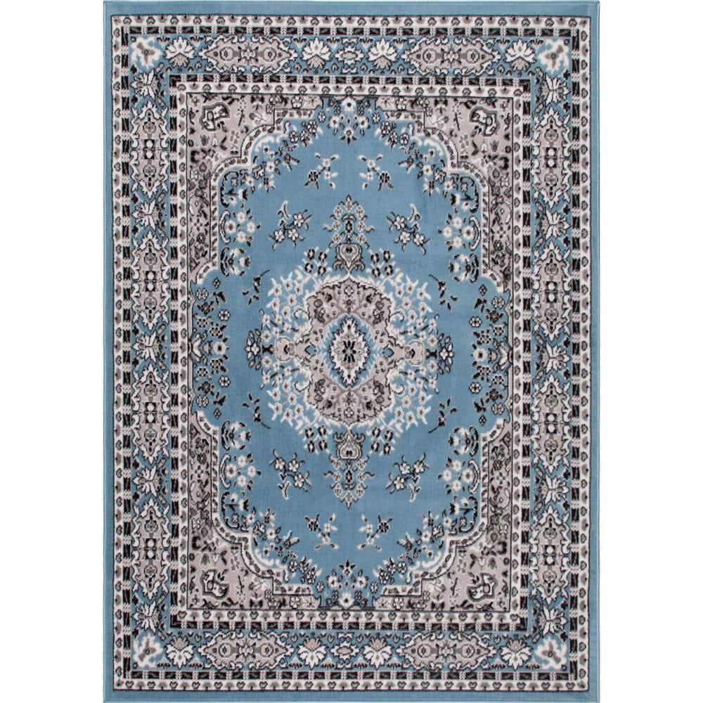 Home Dynamix Premium Sakarya Traditional Medallion Area Rug, Blue/Grey, 9'2"x12'5"