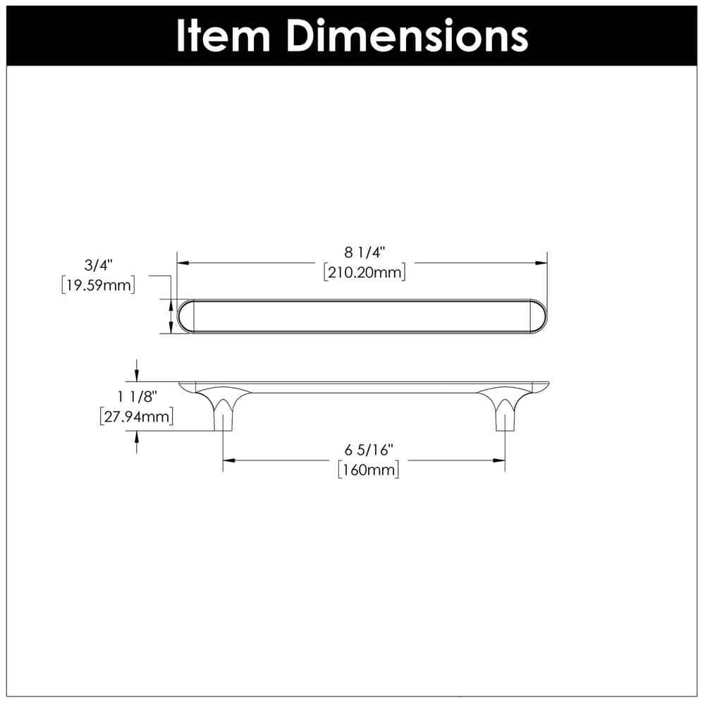 Maven Collection Pull 6-5/16 in. (160mm) Center to Center Chrome Finish Modern Zinc Bar Pull (1-Pack )