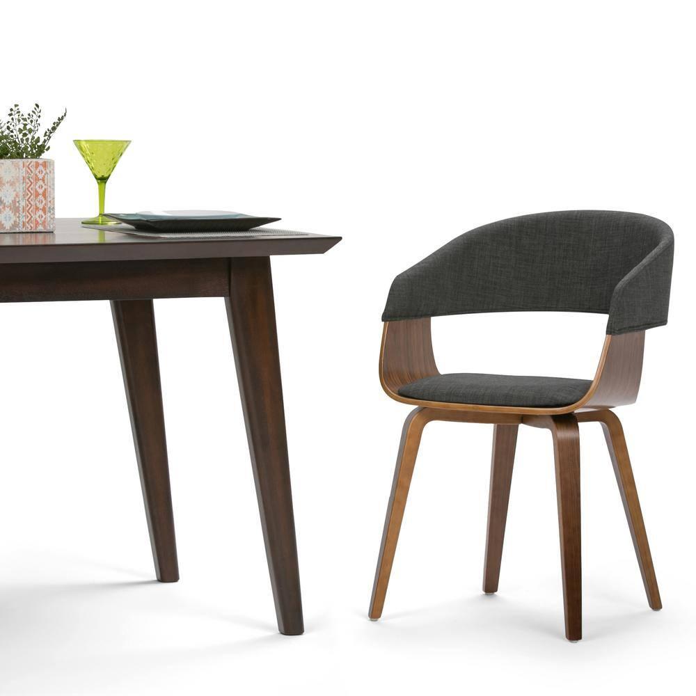 Lowell Bentwood Upholstered Dining Chair with Curved Backrest in Mid-Century Modern Style
