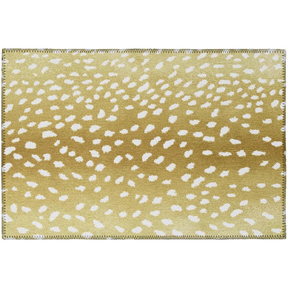 Addison Rugs Indoor/ Outdoor Addison Safari Gazelle Animal Print Washable Area Rug 1'8" x 2'6" - Gilded