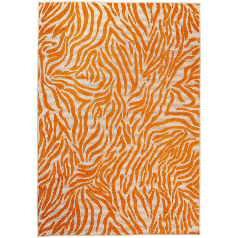 Nourison Aloha Vibrant Zebra Indoor/Outdoor Area Rug Orange 2'8" x 4'