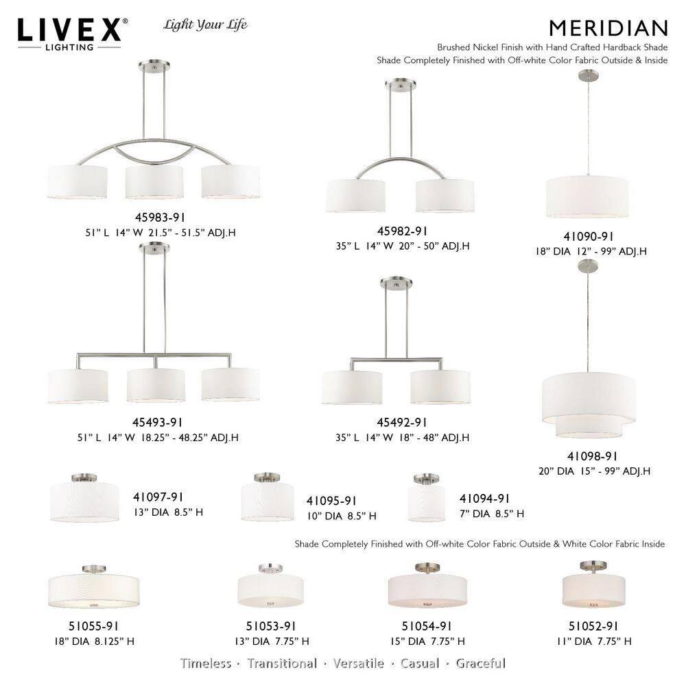 Livex Lighting Meridian 3 - Light Chandelier in  Brushed Nickel