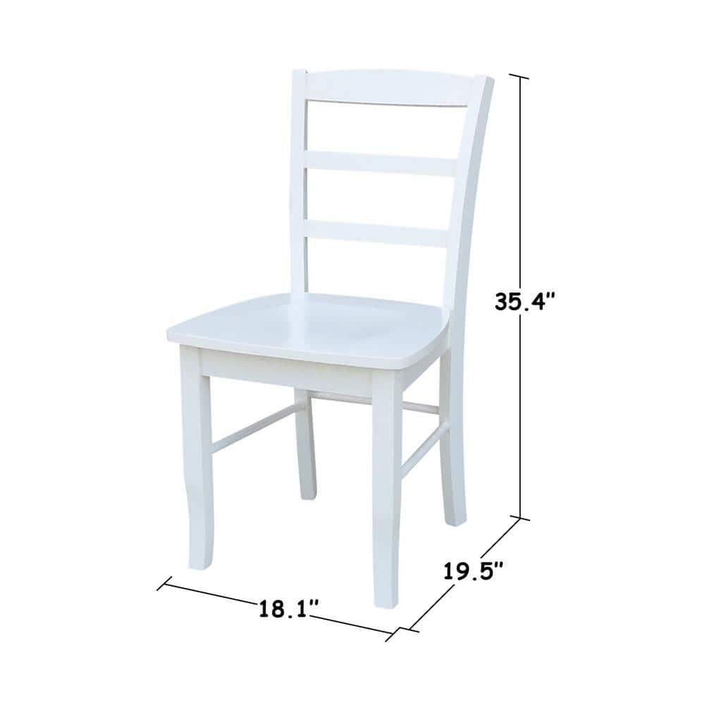 International Concepts Set of Two Madrid Solid Wood Ladderback Chairs in White