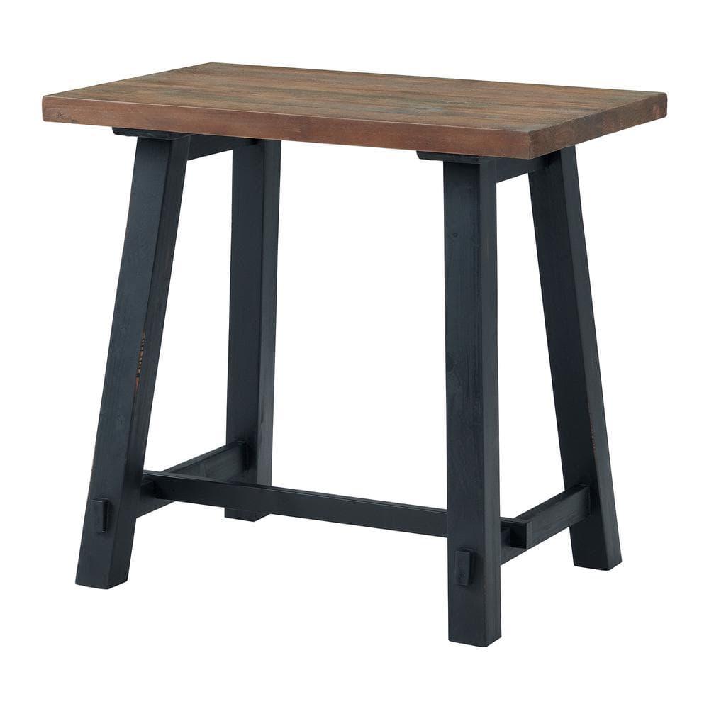 32" Small Adam Solid Wood Desk Rustic Natural - Alaterre Furniture: Industrial Sawhorse Leg, Pine Surface
